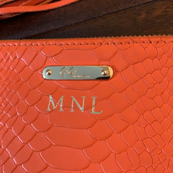 GiGi New York Orange Leather Clutch Like NEW! - Picture 2 of 7